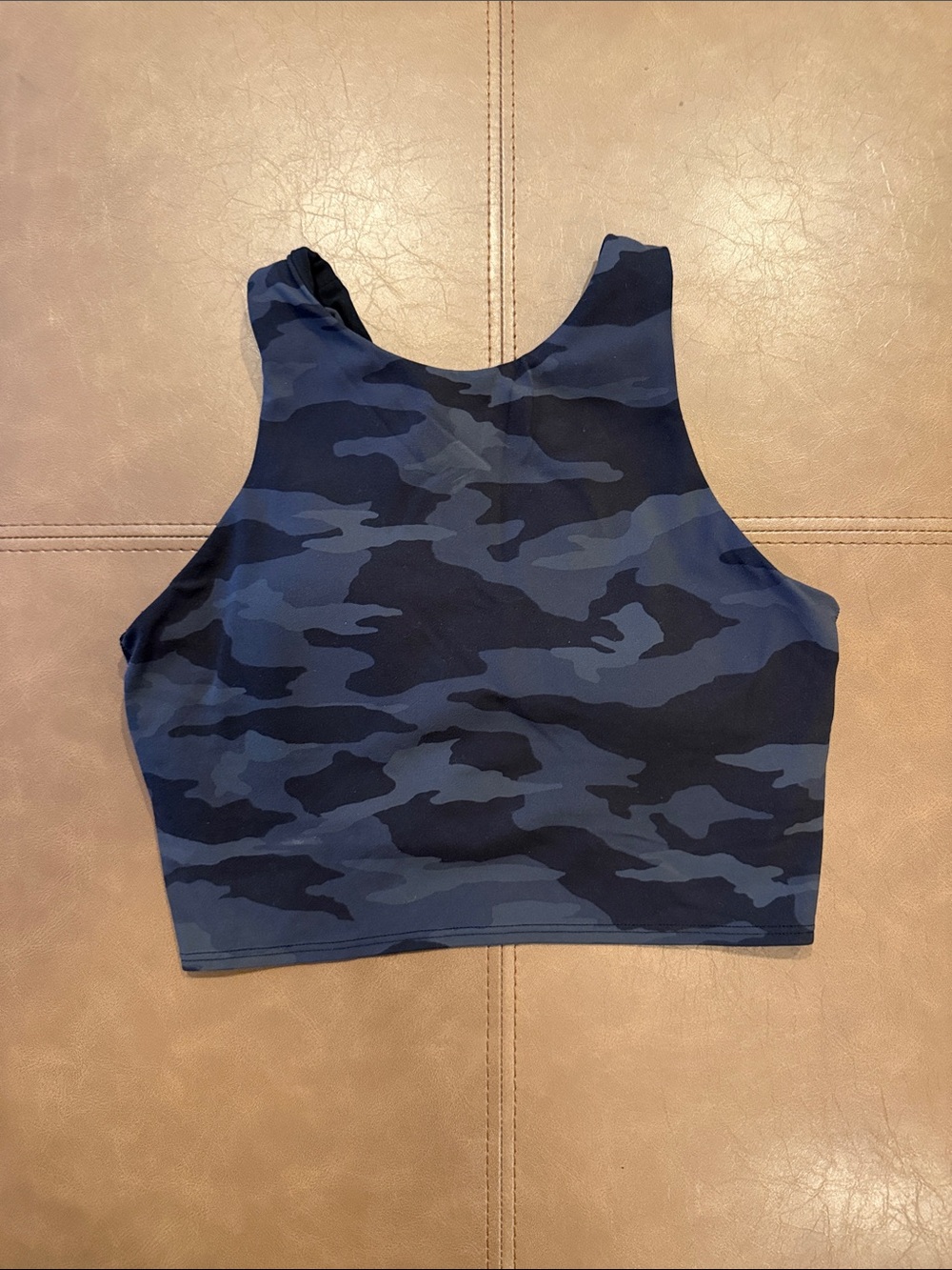 Athleta Blue Camouflage High-Neck Tank Top